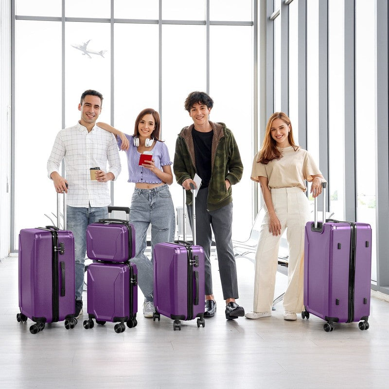 5 Piece Luggage Set with 8 Packing Cubes, Hard Shell Suitcase Set with Spinner W4