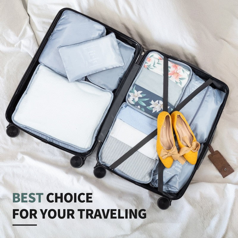 5 Piece Luggage Set with 8 Packing Cubes, Hard Shell Suitcase Set with Spinner W5