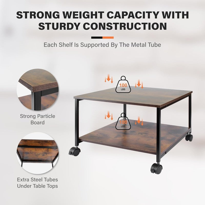 Printer Stand,19.5''X19.5''X12.8'' 2 Tier Large Printer Laser Table Heavy Duty R2