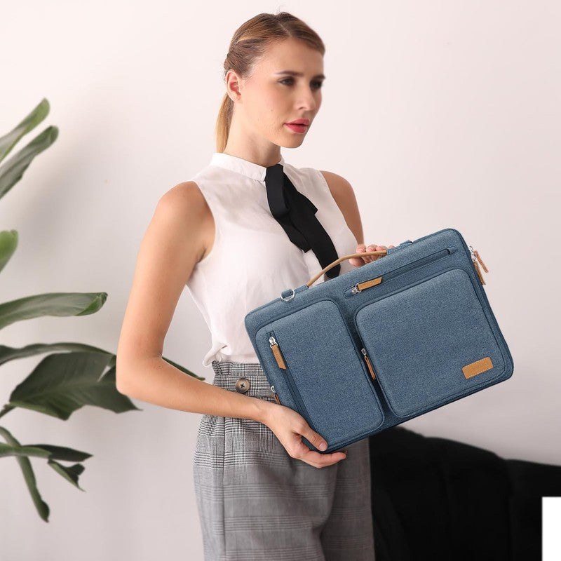 15.6 Inch Laptop Shoulder Bag 360 Protective Messenger 4 Zipper Pockets Blue1