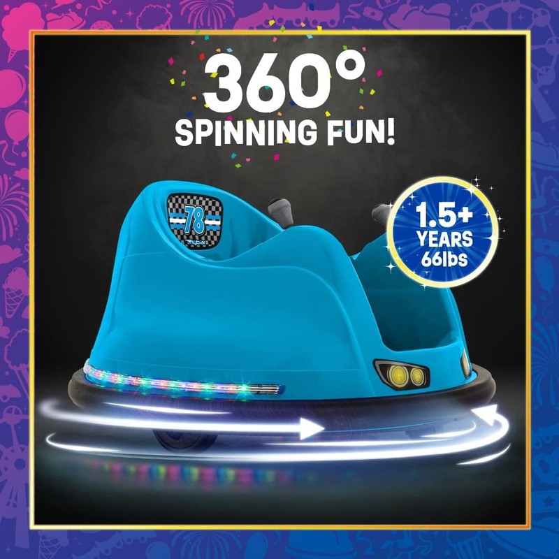 Funpark 6V Bumper Car for Toddlers, 360° Spin, LED Lights, Ages 1.5-4 Years1