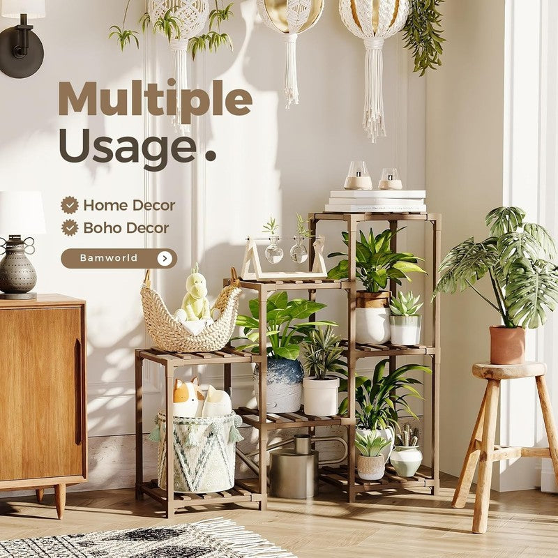 Plant Stand Indoor Plant Shelf Outdoor Wood Plant Rack for Multiple Plants 3 Tie1