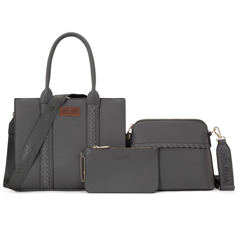 Wrangler 3Pcs Handbags Set Tote Bag & Medium Crossbody Purse & Wallet, Grey7