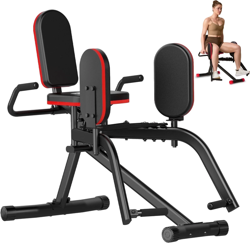Home Gym Hip Abductor Machine Glute Leg Trainer 6-Level Resistance 440lb Max Red0