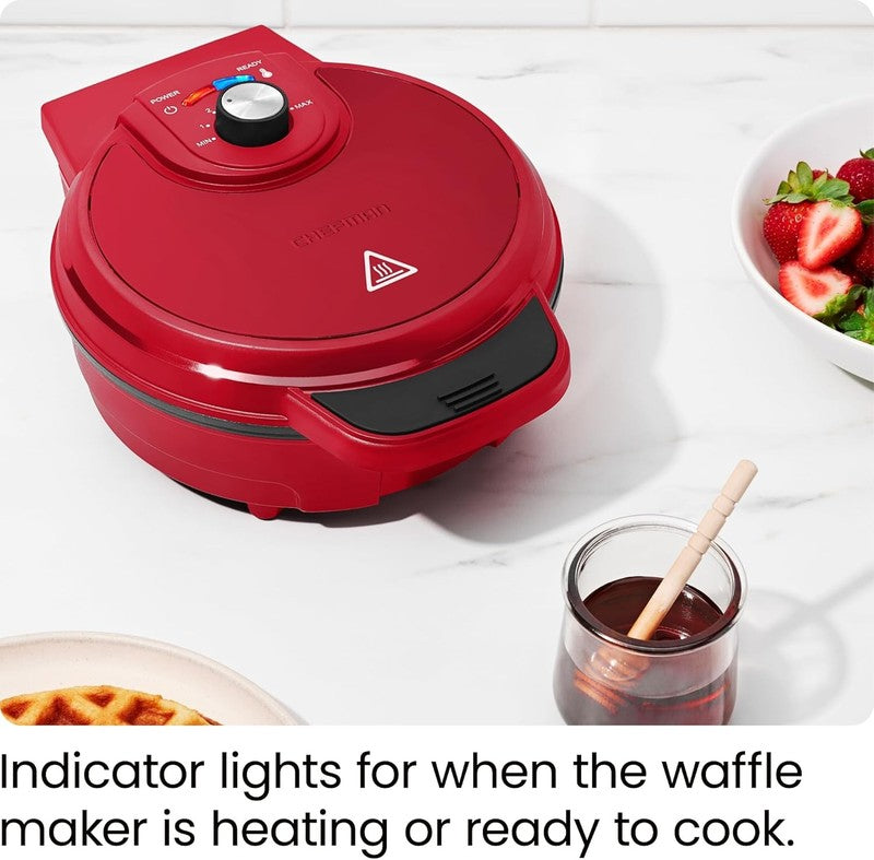Belgian Waffle Maker Anti-Overflow Shade Control Nonstick Cool Touch Red5