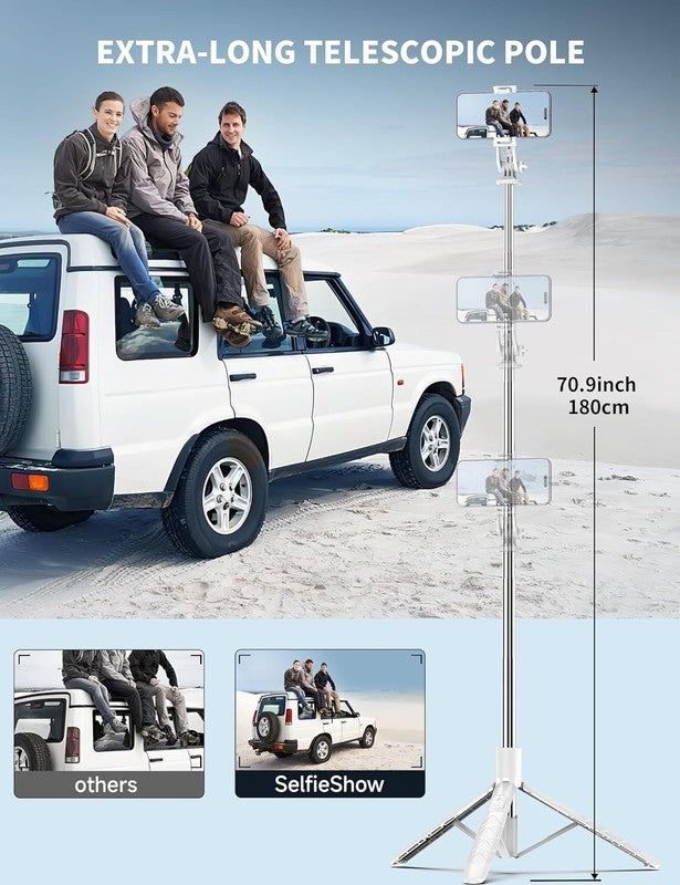 71'' Cell Phone Selfie Stick Tripod Extendable Smartphone Stand w Remote1