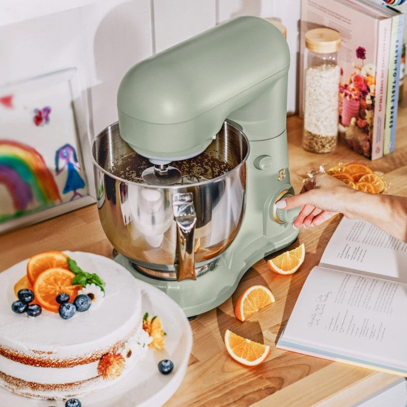 Beautiful 5.3 QT Stand Mixer w/ Flat Beater, Dough Hook by Drew Barrymore Sage7