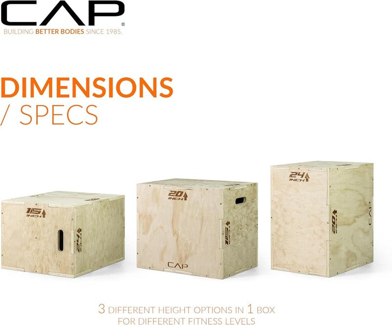 3-In-1 Plyometric Wood Box 24in x 20in x 16 in3