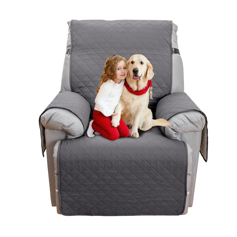 Non-Slip Recliner Chair Cover 25" Gray with Pocket for Dogs & Pets3