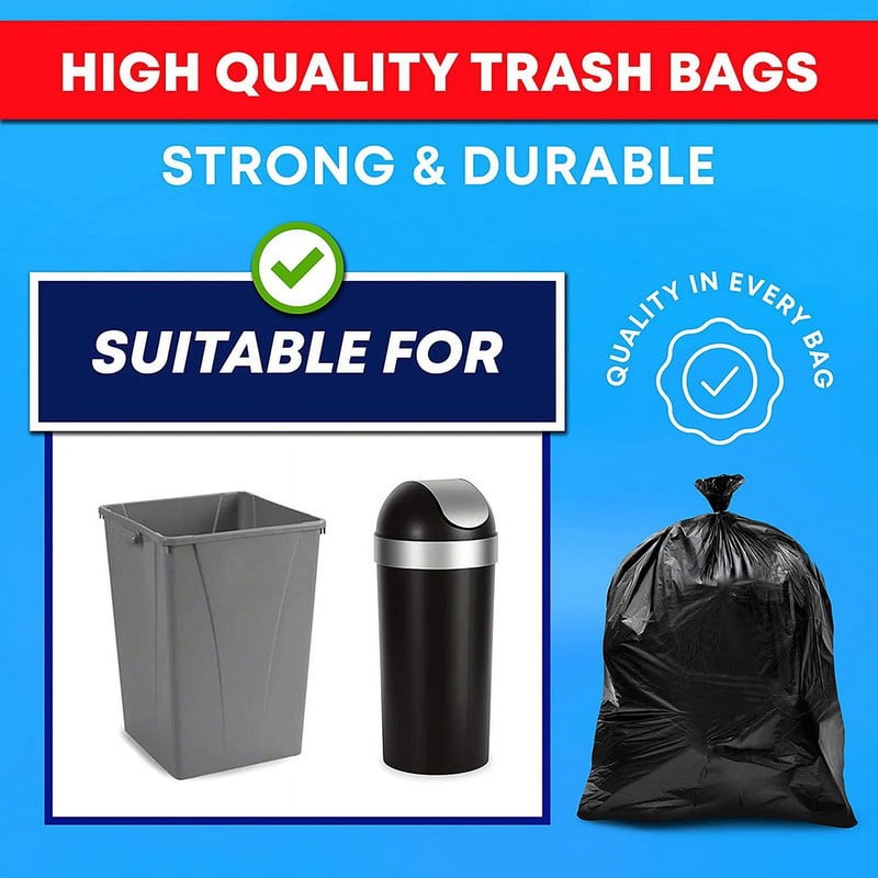 High Density 33 Gallon Trash Bags with Tying Ropes   100 Count Pack3