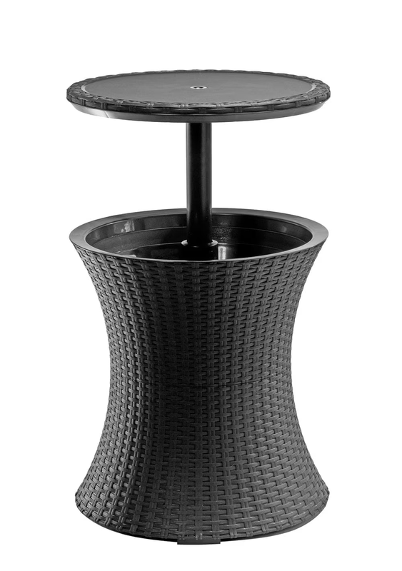 Pacific 7.5 Gal 2-in-1 Cooler & Side Table Outdoor Patio Dark Grey Rattan0