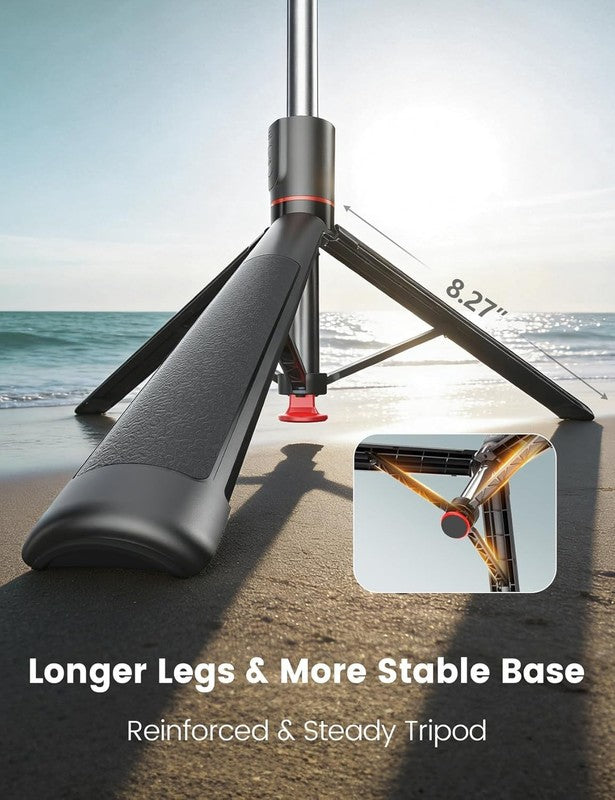 67'' Selfie Stick Tripod w Light Wireless Remote Extendable Phone Stand Black3
