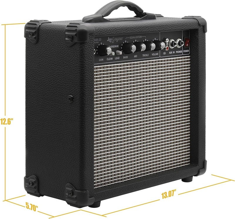20W Guitar Amp Clean/Distortion 3 Band EQ CD Input Studio Practice Black1