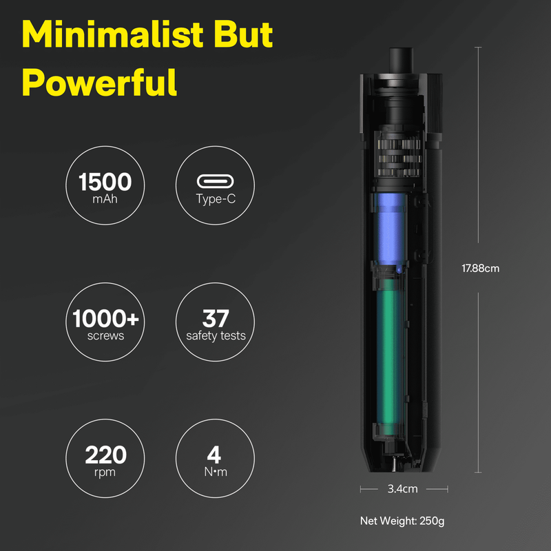 W1 4V Cordless Electric Screwdriver 3 Torque 10 S2 Bits LED USB-C DIY Repair3