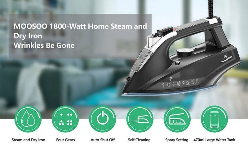 1800W Steam Iron w/ Rapid Heat, Ceramic Soleplate, Self Cleaning & Auto Off5
