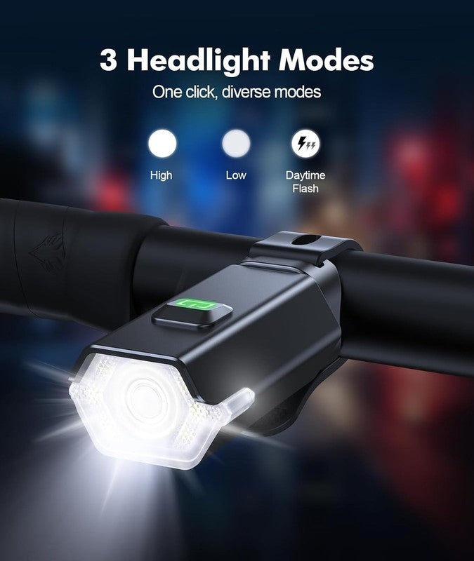 Bike Lights 2 pack Set 3+6 Modes USB Rechargeable IP65 Waterproof LED2