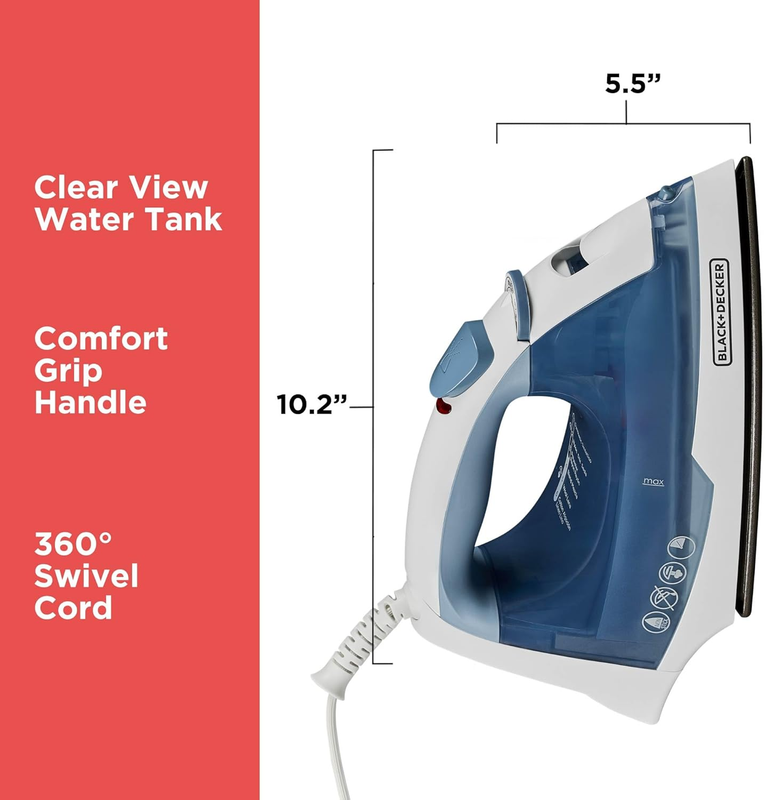 Easy Steam Compact Iron for Clothes, Automatic Shutoff, Nonstick Plate, Light We7