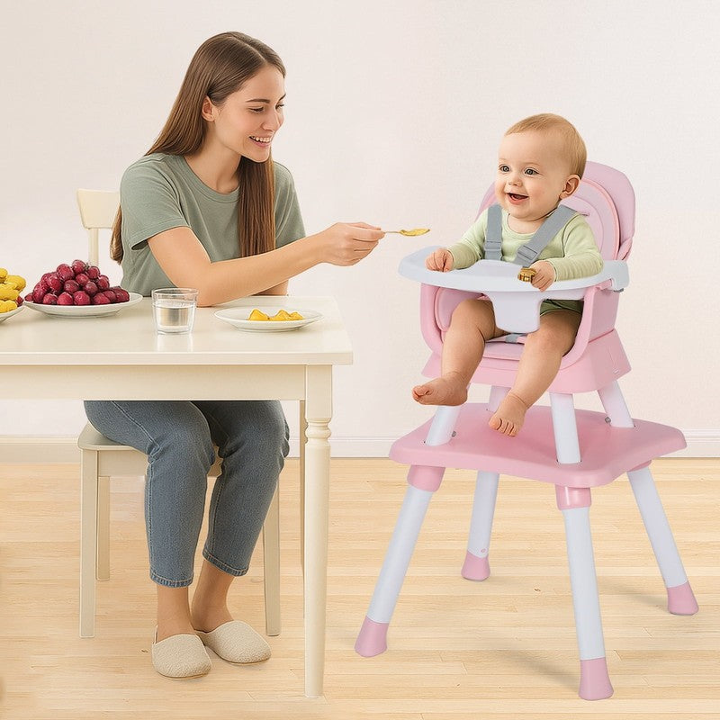 8 in 1 Baby High Chair, Toddler Dining Booster Seat for Eating, Pink White1