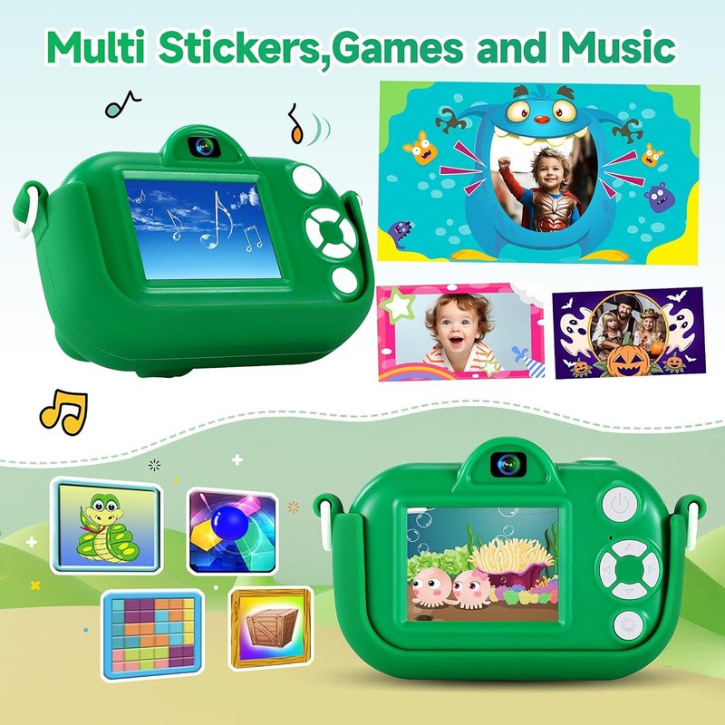48MP Kids Camera Dual Lens 1080P HD Selfie Toy Camera Boys 3-9 w/ 32GB SD4