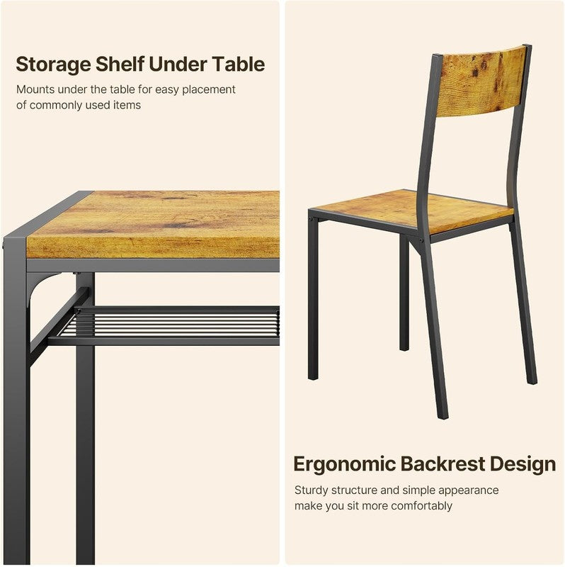 Dining Table Set for 2, 3 Piece Kitchen Table with 2 Chairs for Small Space, Apa4
