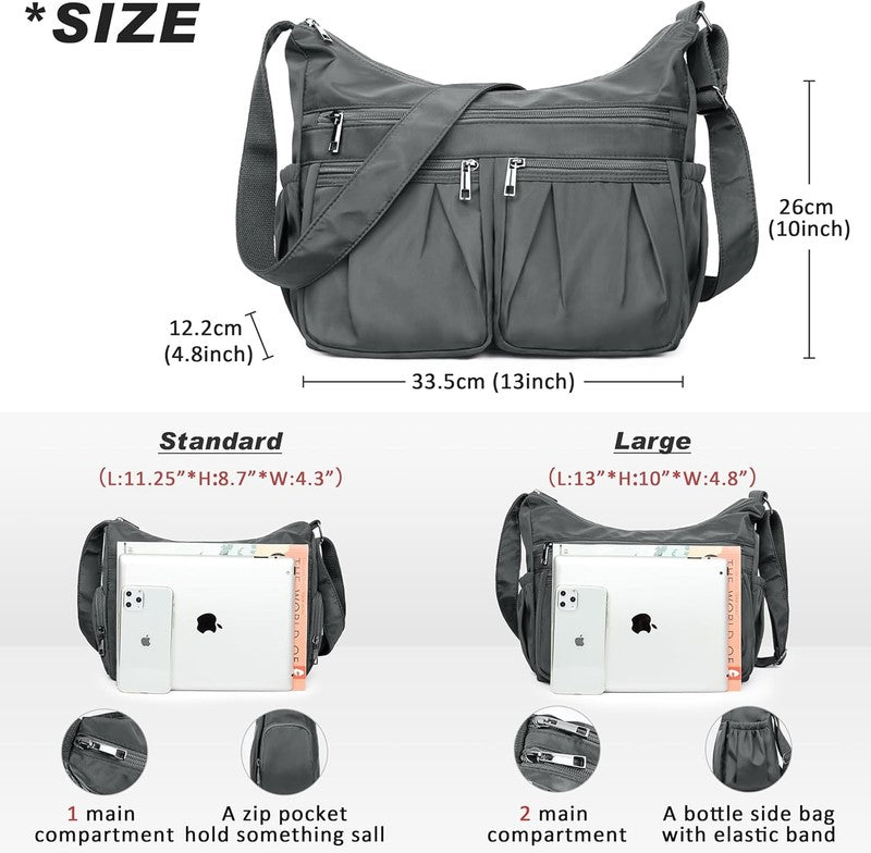 Women Crossbody Bag Waterproof Nylon Lightweight Shoulder Travel Handbag Large2