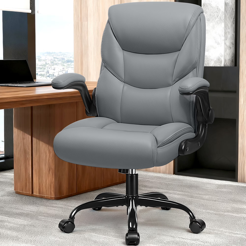 Ergonomic Leather Computer Office Chair 400LB Capacity Gray8