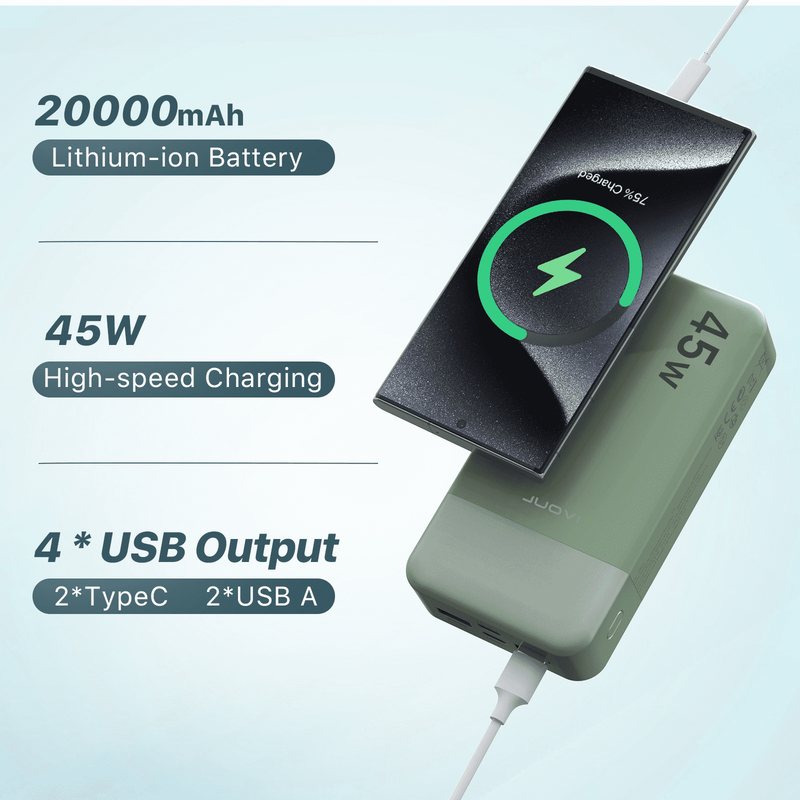 20000mAh 45W Power Bank – Portable External Battery Backup for Laptop Green5