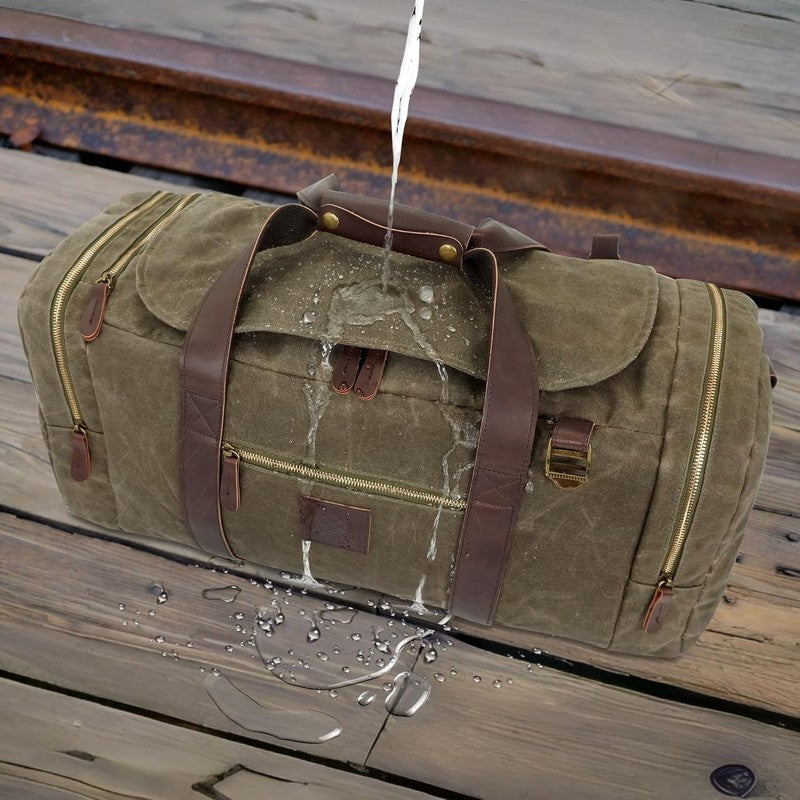 Duffle Bag for Travel, 50L Waxed Canvas Duffle Bag Vintage Travel Bag Overnight 4