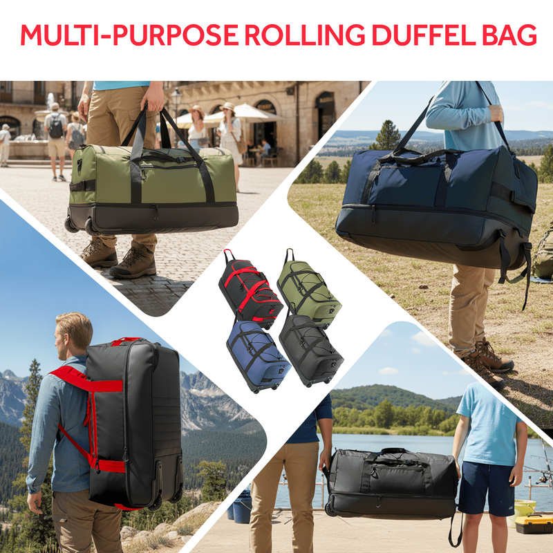 30in Rolling Duffle Bag Expandable 100-120L Waterproof Heavy Duty Travel8