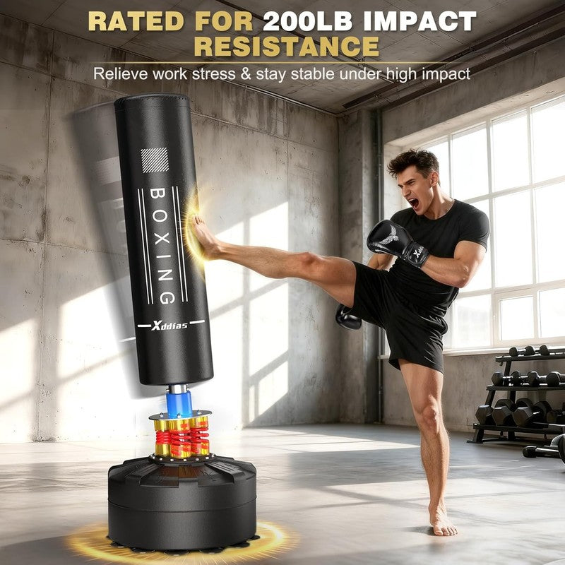 70in Freestanding Punching Bag w Gloves Heavy Boxing Kickboxing MMA1
