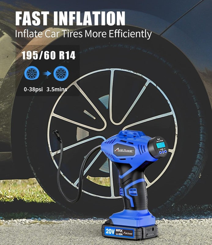 Cordless 20V Tire Inflator Portable Air Compressor w/ Digital Gauge & Adapter1