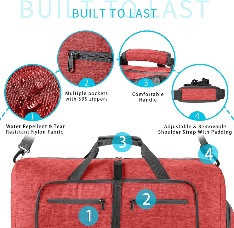 Foldable Travel Duffle Bag 65L 85L 115L Water Resistant Overnight Luggage3