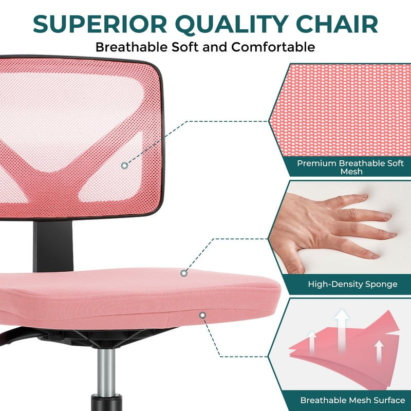 Home Office Desk Chair, Armless Mesh Computer Chair Small Space Swivel Adjustabl2