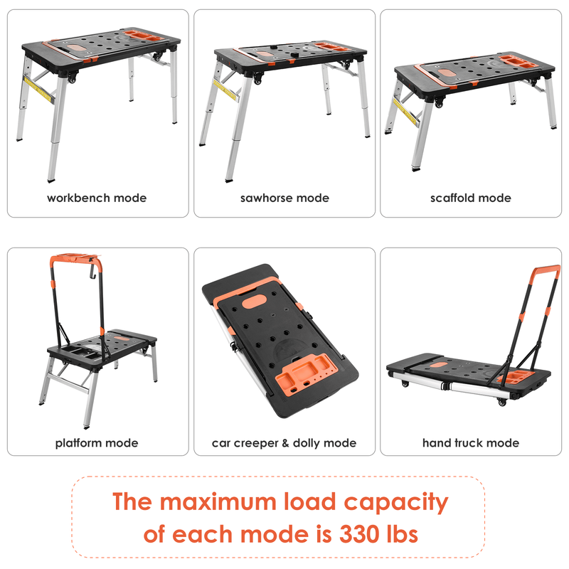 7-In-1 Multifunctional Folding Work Table, Portable Workbench for Garage, as Saw1