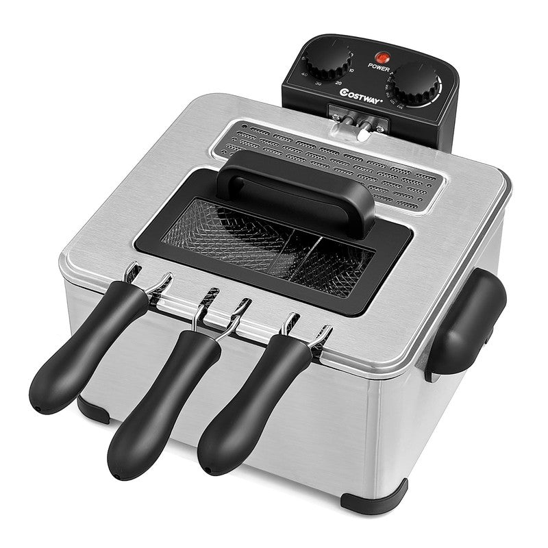 Electric Deep Fryer 5.3 Qt/21 Cup Stainless Steel 1700W with Triple Basket10