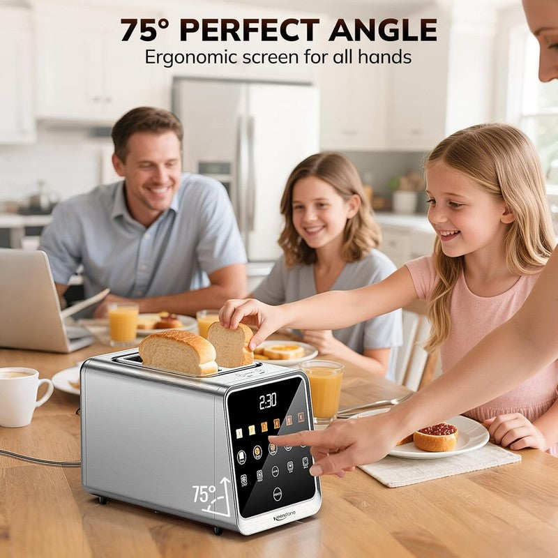 2-Slice Digital Smart Toaster Touchscreen Reheat Defrost Bagels Bread SS1
