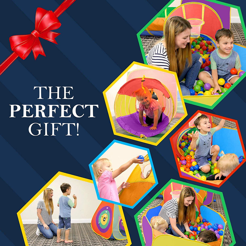 Kids Ball Pit Play Tent Tunnel Set Pop Up Indoor Outdoor Target Game Darts1