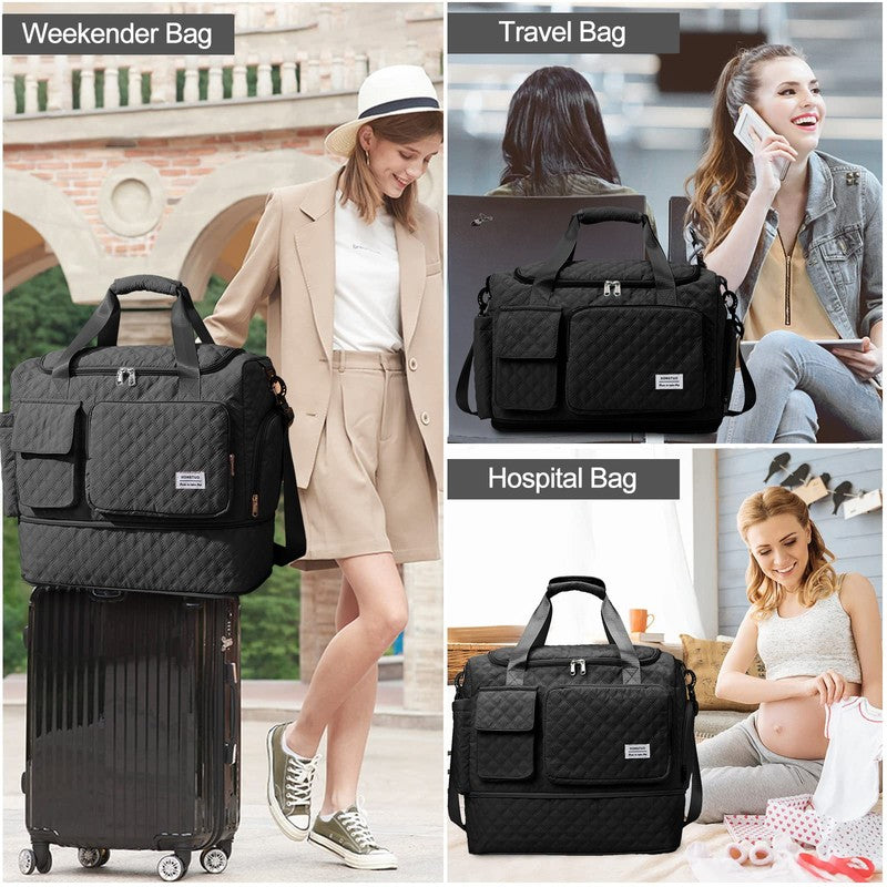 Travel Duffle Bag Weekender Bags for Women with Shoe Compartment Carry on Overni1