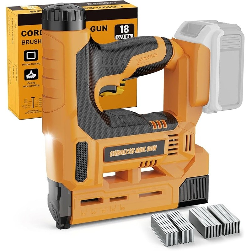 Cordless 18 Gauge Nail Gun Battery Powered Brushless Motor Adjustable Depth New1