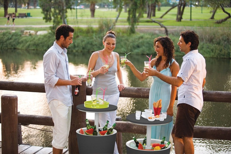 Modern 2-in-1 Cooler & Side Table Outdoor Patio Bar Gray11