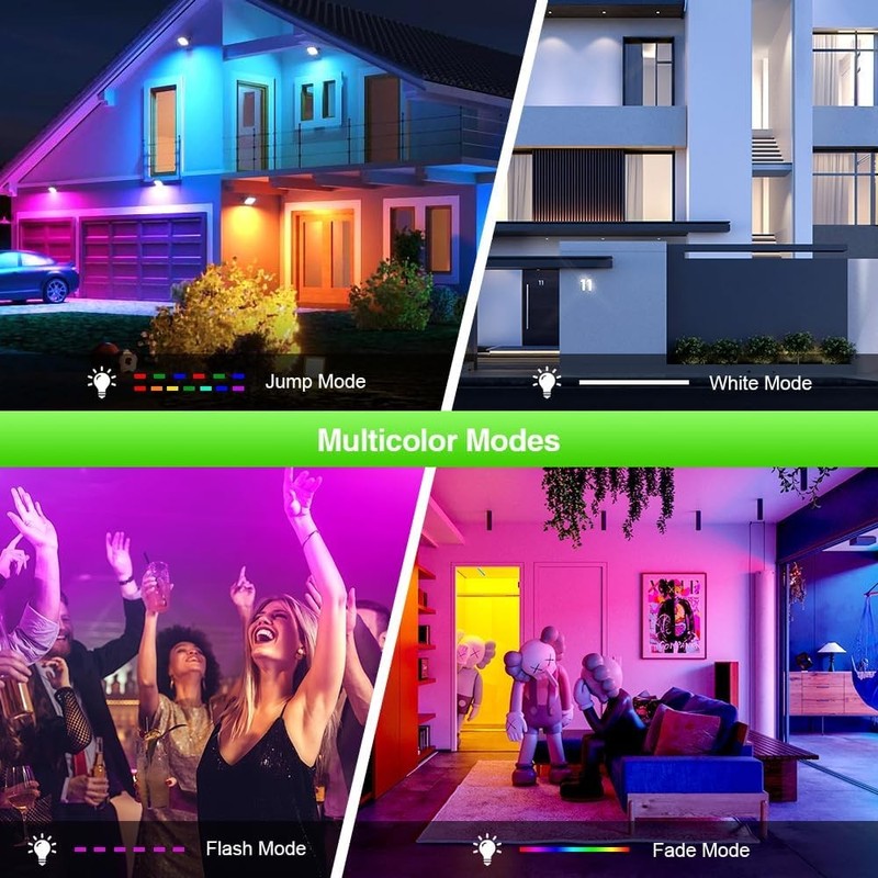 2 Pack 100W RGB LED Flood Lights, 12000LM Color Changing Smart Floodlight with R5