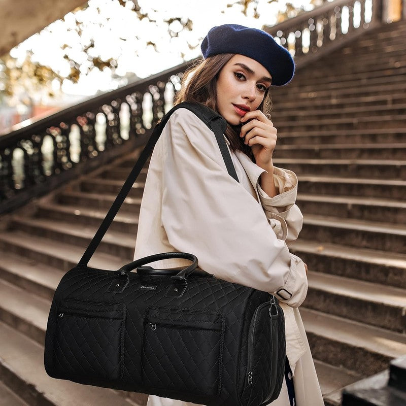 Womens 2in1 Garment Duffle Bag Black Waterproof Hanging Suit Travel Carry5