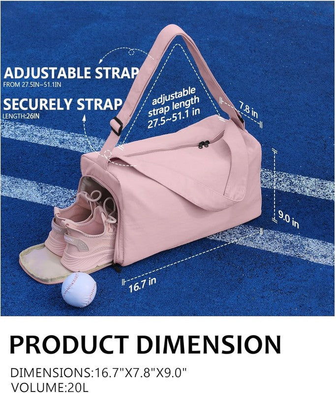 Small Gym Bag Shoes Compartment Duffle Travel Bag Wet Pocket Yoga Pilates Swim2