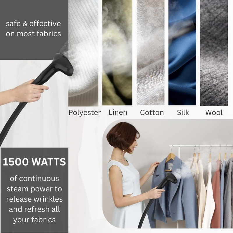GS18 DJ Standing Garment Steamer with Roll Wheels for Easy Movement, 1.8L Water 2