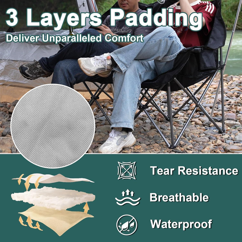 Double Camping Chair 2-Person Oversized Folding Loveseat Heavy Duty 750LBS7