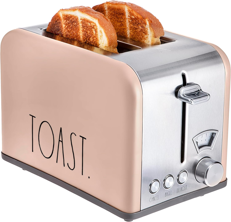 Stainless Steel 2 Slice Toaster Wide Slot 5 Browning Bagel Defrost Cancel Blush7