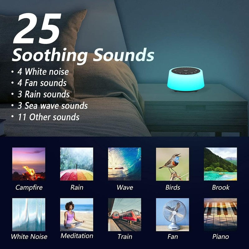 Sleep Sound Machine with 10 Colors, 25 Soothing Sounds & 32 Volume Levels1