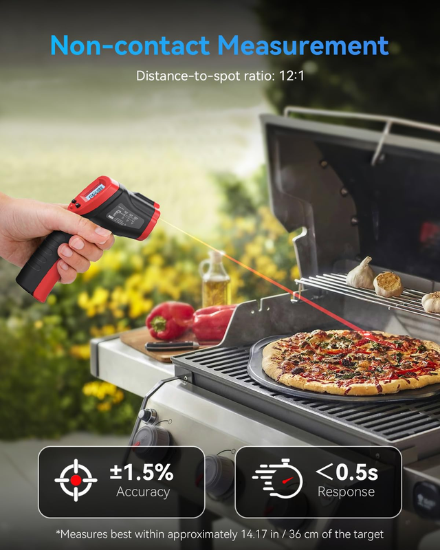 Infrared Thermometer Temperature Gun  58℉ to 1094℉, Digital IR Heat Surface Temp2