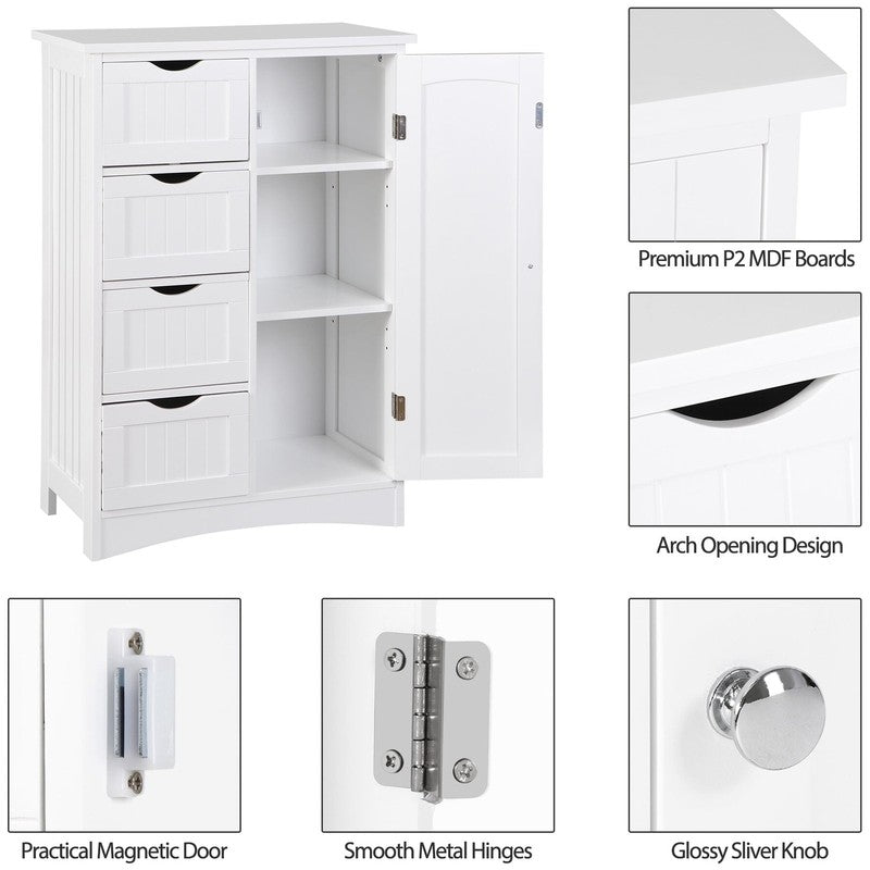 Freestanding Bathroom Floor Cabinet – 4-Drawer Storage with Adjustable Shelves, 2
