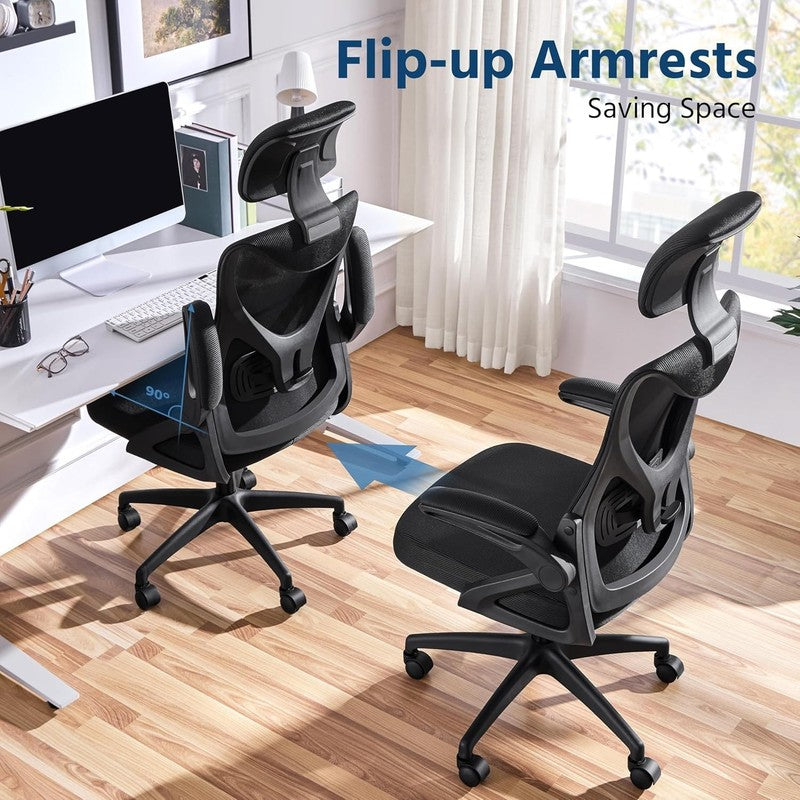 Ergonomic High Back Office Chair with Headrest & Lumbar Support   Black3